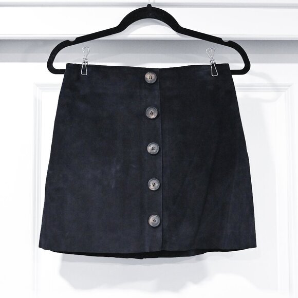 Reformation X Veda Suede Leather Black Small Mini Skirt - Picture 1 of 10